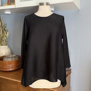 MEIMEIJ Blusa Blouse Top Pleated Black Pleats Size 40/42